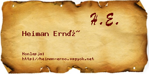 Heiman Ernő névjegykártya